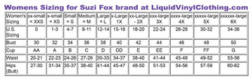 Standard dress sizing chart.