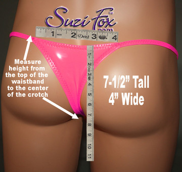 SAMPLE CUSTOM REAR SIZING:
Measure the height from the top of the waistband to the center of the crotch.
This example is 7-1/2 inches tall, 4 inches wide