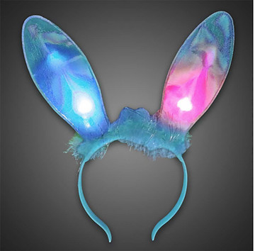 Blue Bunny ears flashing LED headband