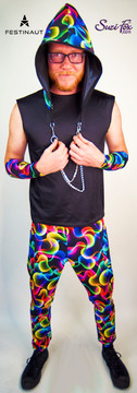 Rave Hood by Festinaut front shown in 20362 abstract smoke spandex