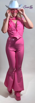 Bellbottom Pants shown in Hot Pink Vinyl/PVC like Cowgirl Barbie! Custom made by Suzi Fox