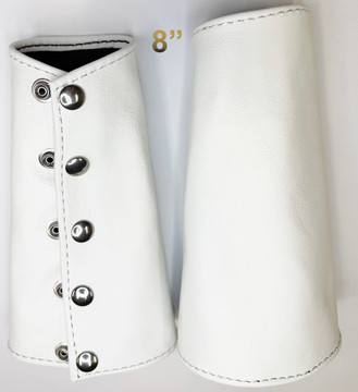 White - 8 inch (20.32 cm) length
100% leather Gauntlet (Arm Guard).
(price is for 1)
Worn on the wrist.