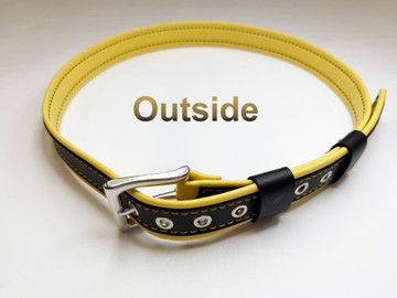 Black on Yellow 100% leather belt