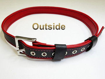 Black on Red 100% leather belt