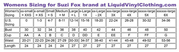 Standard sizing chart