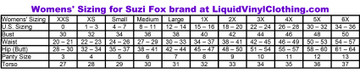 Standard sizing chart