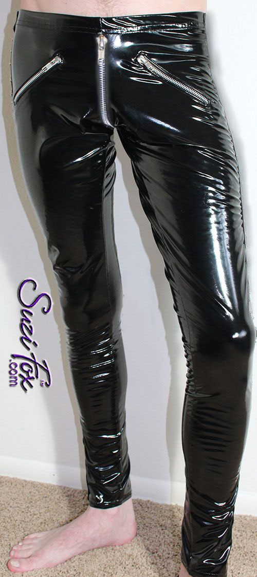 Hiphugger 5 Zipper Leggings With 2 Slider Crotch Zipper, Faux Zipper  Pockets, Patch Pockets, and Belt Loops by Suzi Fox in Gloss Vinyl Pvc 
