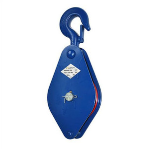 Sheave Block with 100mm wheel and 500kg capacity—designed for 16mm fibre rope use in lifting and guiding applications across construction, utility, and general rigging tasks. Sheave Block with 100mm wheel and 500kg capacity—designed for 16mm fibre rope use in lifting and guiding applications across construction, utility, and general rigging tasks.