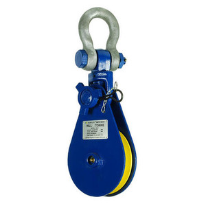 Snatch Block with 24" sheave and shackle head—rated to 50 tonnes, compatible with 44–50mm steel wire rope for extreme lifting, winching, and directional rigging in heavy industry. Snatch Block with 24" sheave and shackle head—rated to 50 tonnes, compatible with 44–50mm steel wire rope for extreme lifting, winching, and directional rigging in heavy industry.