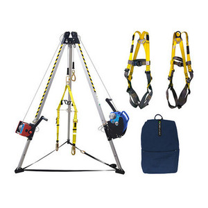 A comprehensive Confined Space Kit Premium 7Ft (915121) featuring a heavy-duty tripod, automatic winch, full-body harness, retrieval system, and a rugged storage bag—engineered for safe entry and efficient rescue in confined spaces. A comprehensive Confined Space Kit Premium 7Ft (915121) featuring a heavy-duty tripod, automatic winch, full-body harness, retrieval system, and a rugged storage bag—engineered for safe entry and efficient rescue in confined spaces.