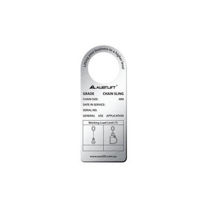 G80 Chain Single SWL S/Steel Tag Blank; Austlift 100100