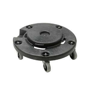 A plastic round dolly (model RT1811) in black, featuring a sturdy plastic frame, smooth-rolling swivel castors, and a secure fit for RT1012, RT1013, RT1014, and RT1015 bins, designed for efficient and effortless bin transport in commercial and industrial environments. A plastic round dolly (model RT1811) in black, featuring a sturdy plastic frame, smooth-rolling swivel castors, and a secure fit for RT1012, RT1013, RT1014, and RT1015 bins, designed for efficient and effortless bin transport in commercial and industrial environments.