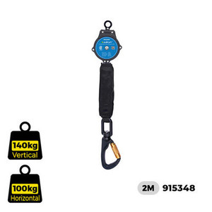 A durable Micron Inertia Reel (915348) featuring a 2M sharp edge-resistant webbing, swivel alloy hook with load indicator, and rugged housing—engineered for secure fall protection in industrial and elevated environments. A durable Micron Inertia Reel (915348) featuring a 2M sharp edge-resistant webbing, swivel alloy hook with load indicator, and rugged housing—engineered for secure fall protection in industrial and elevated environments.