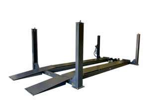 High-quality image of a Four Post Wheel Alignment Hoist (TLD8.0WA) with an 8,000KG capacity, featuring wheel alignment-optimized runways, a hydraulic lifting system, and integrated alignment slots for commercial vehicle servicing. High-quality image of a Four Post Wheel Alignment Hoist (TLD8.0WA) with an 8,000KG capacity, featuring wheel alignment-optimized runways, a hydraulic lifting system, and integrated alignment slots for commercial vehicle servicing.