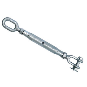 A Rigging Screw Grade S Eye/Jaw 48mm with galvanised finish, featuring a fixed eye end and clevis jaw—engineered for ultra-heavy-duty inline tensioning in marine, structural, and industrial environments. A Rigging Screw Grade S Eye/Jaw 48mm with galvanised finish, featuring a fixed eye end and clevis jaw—engineered for ultra-heavy-duty inline tensioning in marine, structural, and industrial environments.