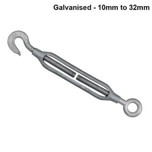 32mm forged galvanised turnbuckle with hook and eye ends—JIS standard—engineered for high-capacity tensioning in structural, industrial, and marine environments. 32mm forged galvanised turnbuckle with hook and eye ends—JIS standard—engineered for high-capacity tensioning in structural, industrial, and marine environments.