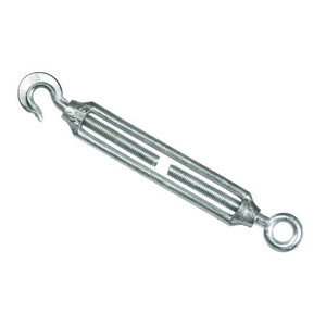16mm cast steel turnbuckle with hook and eye ends—ideal for structural rigging, fencing, shade sail tensioning, and marine applications requiring secure and adjustable connections. 16mm cast steel turnbuckle with hook and eye ends—ideal for structural rigging, fencing, shade sail tensioning, and marine applications requiring secure and adjustable connections.