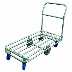 A 350kg rated galvanised tube trolley with an open cradle steel frame and heavy-duty castors, designed for transporting long items like pipes, rods, or timber in warehouses and construction sites. A 350kg rated galvanised tube trolley with an open cradle steel frame and heavy-duty castors, designed for transporting long items like pipes, rods, or timber in warehouses and construction sites.
