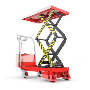 A 350kg electric double scissor lift table with a reinforced steel platform, extended lifting height, and swivel castors, designed for smooth and safe handling of heavy loads in industrial and warehouse settings. A 350kg electric double scissor lift table with a reinforced steel platform, extended lifting height, and swivel castors, designed for smooth and safe handling of heavy loads in industrial and warehouse settings.