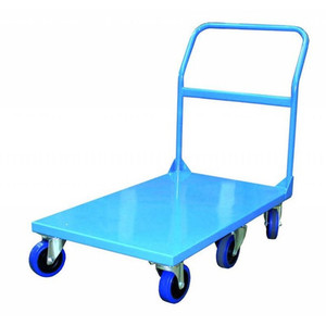 A 520kg rated heavy-duty platform trolley with a large non-slip deck, steel frame, and 6-wheel setup, including swivel and fixed castors for smooth, stable transport in warehouses and industrial settings. A 520kg rated heavy-duty platform trolley with a large non-slip deck, steel frame, and 6-wheel setup, including swivel and fixed castors for smooth, stable transport in warehouses and industrial settings.