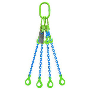 Grade 100 Chain Sling 10mm 4leg Effective Length C/W Clevis Type Grab Shortner And Clevis Self Locking Hook Tested 2M; Austlift 973042