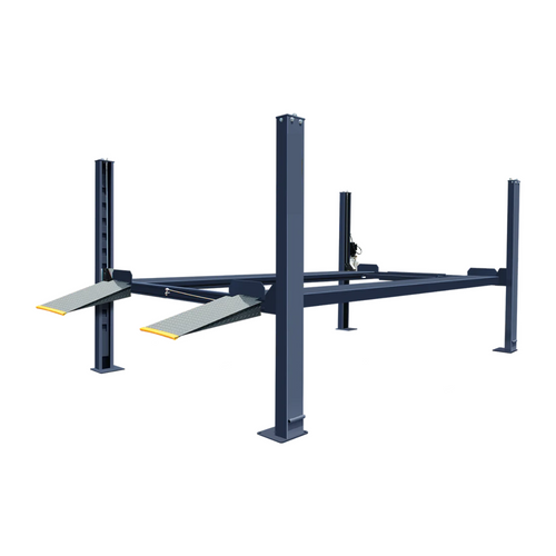 High-quality image of a Four Post Parking Hoist Extra Wide (TL3.5PH-W) with a 3,500KG capacity, featuring an expanded width, a heavy-duty steel frame, and a hydraulic lifting system for wide-body vehicle parking and storage. High-quality image of a Four Post Parking Hoist Extra Wide (TL3.5PH-W) with a 3,500KG capacity, featuring an expanded width, a heavy-duty steel frame, and a hydraulic lifting system for wide-body vehicle parking and storage.