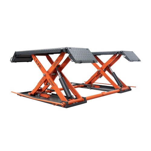 High-quality image of a Mid-Rise Scissor Lift with a 3.5-ton capacity, featuring a hydraulic lifting system, compact mobile design, and durable steel frame for efficient vehicle servicing. High-quality image of a Mid-Rise Scissor Lift with a 3.5-ton capacity, featuring a hydraulic lifting system, compact mobile design, and durable steel frame for efficient vehicle servicing.