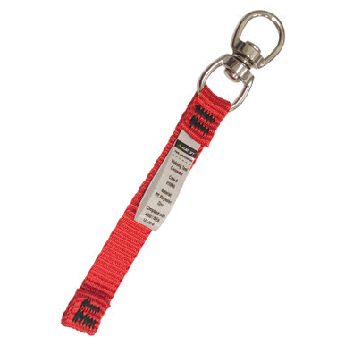 A versatile Tool Connector Webbing with Swivel Head (20mm x 11.5cm) featuring a secure D ring and swivel head—designed for reliable tool attachment and increased mobility in industrial environments.