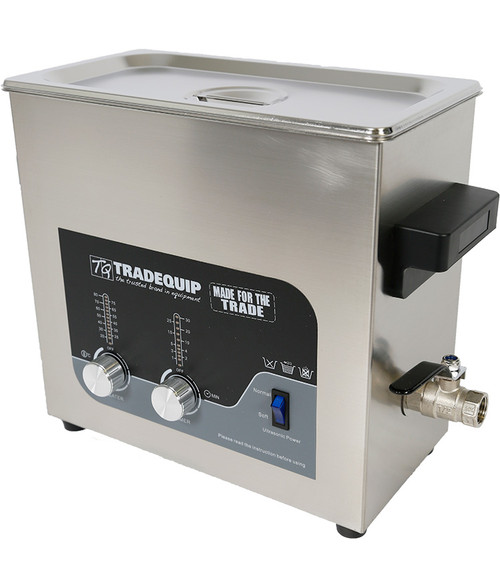 A 6-litre ultrasonic cleaner with a digital control panel, stainless steel tank, and heated cleaning function, perfect for deep-cleaning mechanical parts, tools, and delicate components. A 6-litre ultrasonic cleaner with a digital control panel, stainless steel tank, and heated cleaning function, perfect for deep-cleaning mechanical parts, tools, and delicate components.