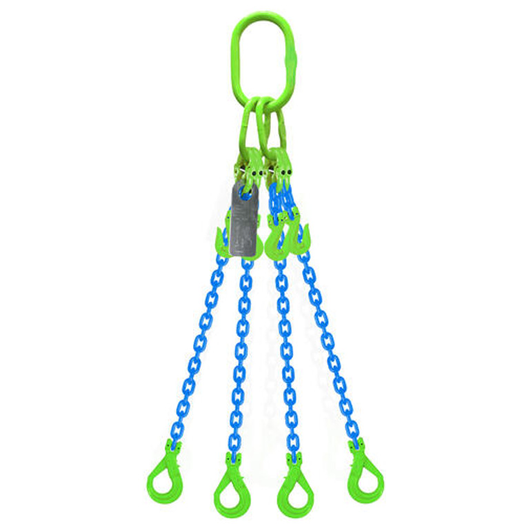 Grade 100 Chain Sling 13mm 4leg Effective Length C/W Clevis Type Grab Shortner And Clevis Self Locking Hook Tested 1M; Austlift 973341