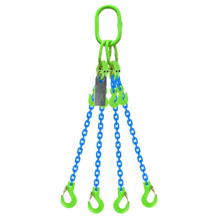 Grade 100 Chain Sling 13mm 4leg Effective Length C/W Clevis Type Grab Shortner And Clevis Sling Hook Tested 2M; Austlift 963342