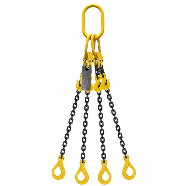Grade 80 Chain Sling 10mm 4leg Effective Length C/W Clevis Type Grab Shortner And Clevis Self Locking Hook Tested 1M; Austlift 971041