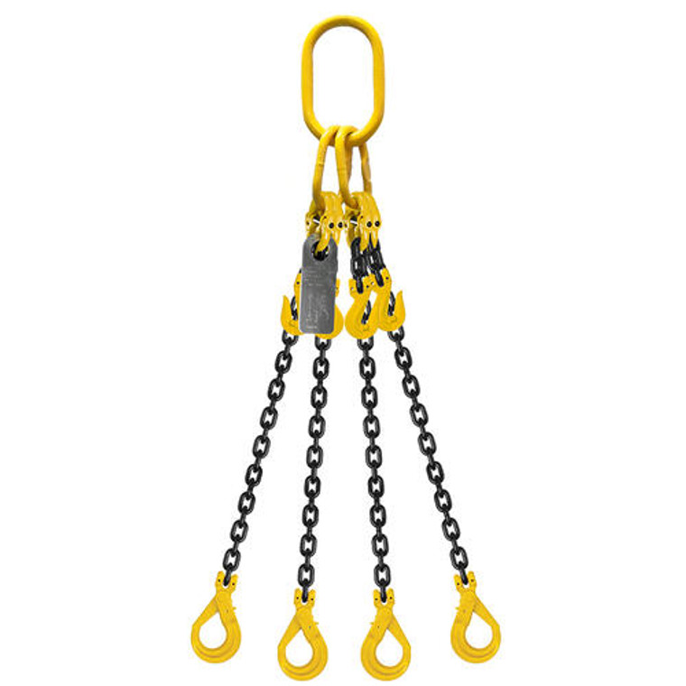 Grade 80 Chain Sling 10mm 4leg Effective Length C/W Clevis Type Grab Shortner And Clevis Self Locking Hook Tested 3M; Austlift 971043