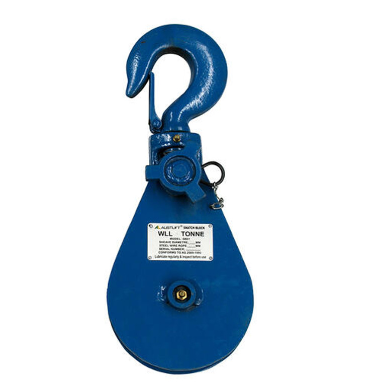 Snatch Block with Hook Head 4T 6" Suits 10-13mm steel rope; Austlift 140504