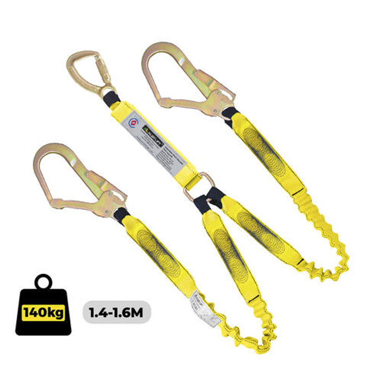 Lanyard Double Elastic C/W Triple Action Hook and Steel Scaffold Hooks; Austlift 915066