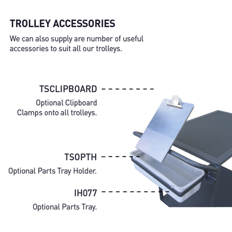 Trolley Attachments - Parts Tray Holder - TSOPTH; TSOPTH-B