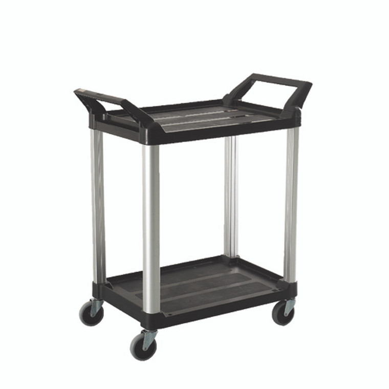 130KG Rated Hi-5 2 Shelf Utility Cart - 84.4cm x 47.3cm x 96cm - Black; RT4010-BLK