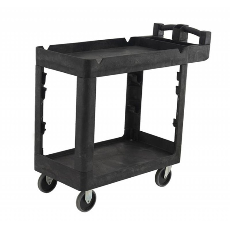 230kg Rated Bitbar 2 Shelf Utility Cart - Black; RT4044-BLK