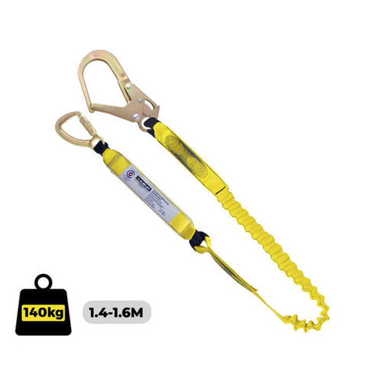 Lanyard Single Elasticated Webbing 2M ANSI T/A Hook and Scaffold hook Code; Austlift 916112