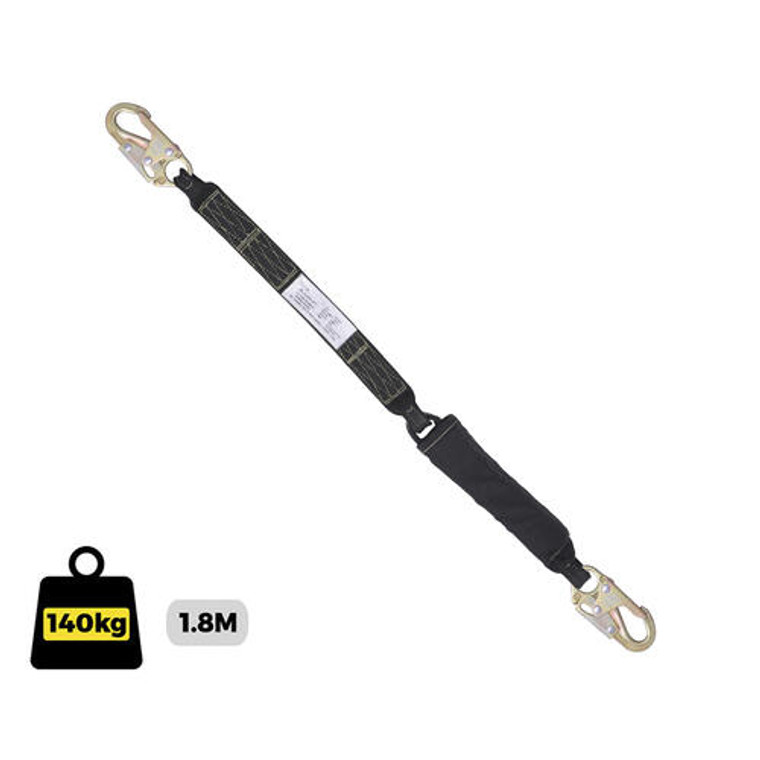 A robust Lanyard Single Hot Works (916140) featuring heat-resistant webbing and snap hooks at both ends—engineered for secure fall protection during welding and hot work applications.