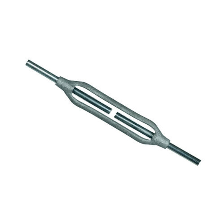 A Turnbuckle Forged Stubs/Stubs Zinc 22mm with threaded stub ends and a corrosion-resistant zinc finish—engineered for inline adjustment in structural and heavy-duty rigging applications.