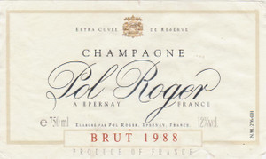 Pol Roger Extra Cuvee de Reserve Brut, Champagne 1988 Pol Roger Extra Cuvee de Reserve Brut, Champagne 1988