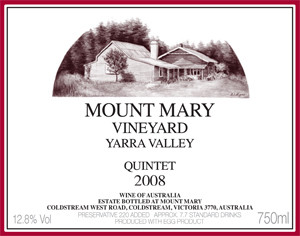 Mount Mary Quintet Cabernet Blend, Yarra Valley 1993 (Mid-High Shoulder, Minor Label Stain) Mount Mary Quintet Cabernet Blend, Yarra Valley 1993 (Mid-High Shoulder, Minor Label Stain)