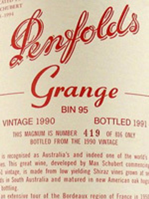 Penfolds BIN 95 Grange Vintage 1996 South Australia Australia