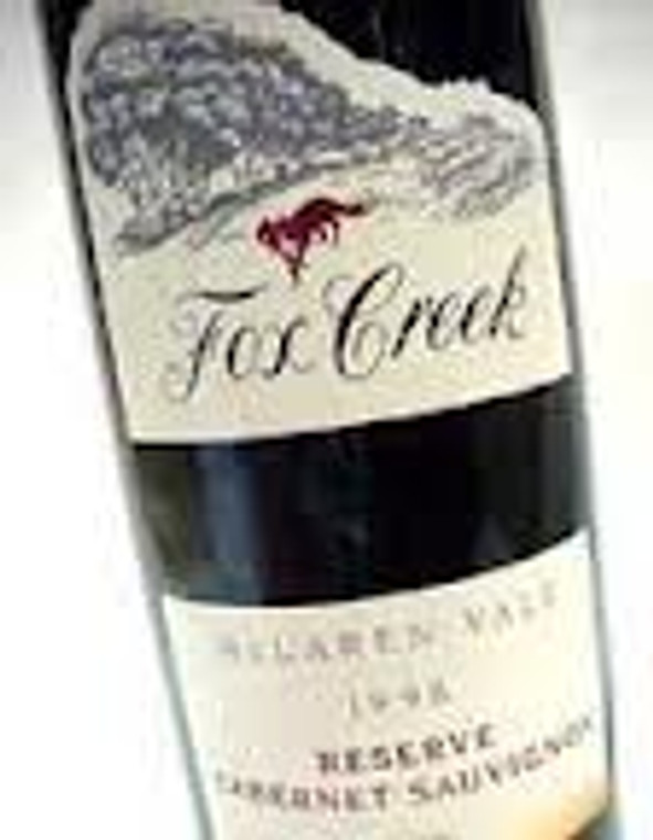 Fox Creek Wines Reserve Cabernet Sauvignon 1998 Mclaren Vale, South Australia Australia