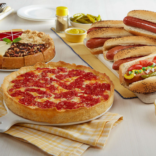 Lou's Pizza, Vienna Beef Hot Dog Kit & Eli's Cheesecake Combo
