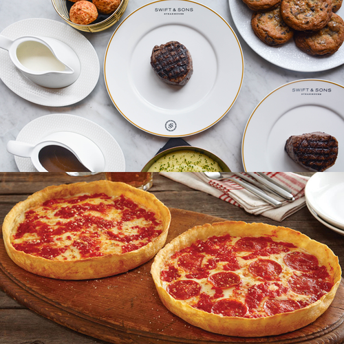 Swift & Sons Filet Mignon Meal Kit & 2 Lou's Pizzas