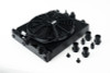 CSF Universal Half Radiator w/-16AN & Slip-On Fittings/12in SPAL Fan & Shroud - Black Finish - 2858XB Photo - out of package