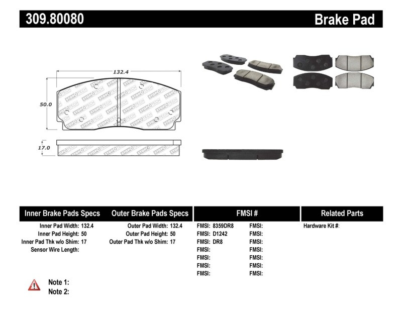 StopTech Performance Brake Pads - 309.80080 User 1