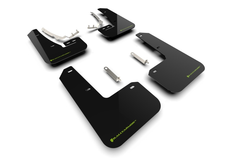 Rally Armor 2022 MK8 Volkswagen Golf GTI/R Black UR Mud Flap w/ Green Logo - MF80-UR-BLK/CGN Photo - Primary